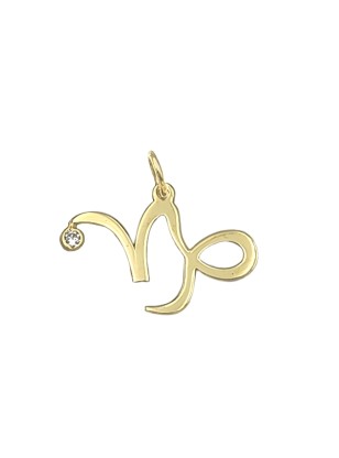 Zodiac Sign 9K Gold Capricorn with zircon