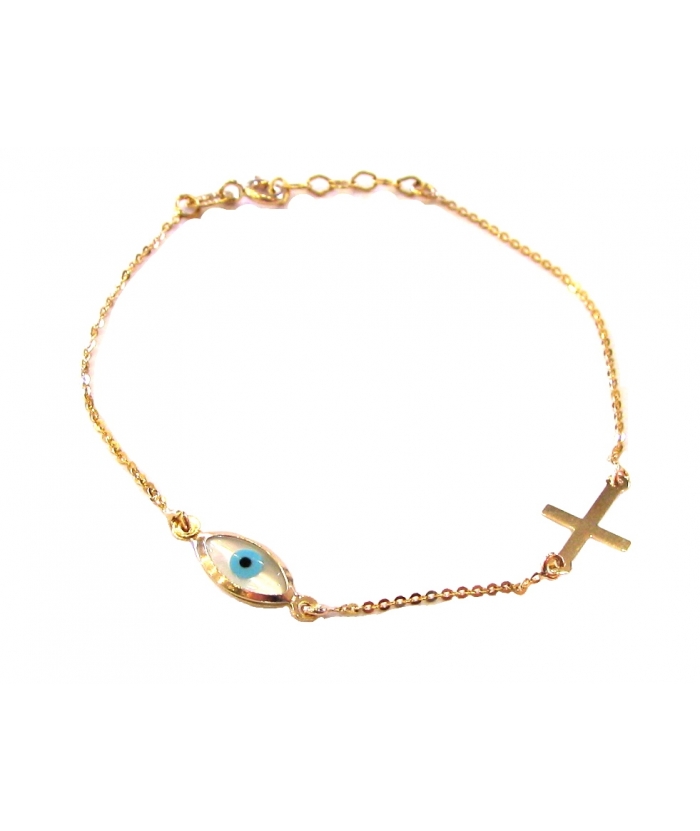Bracelet Gold ''Eye and Cross''