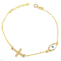Bracelet Gold ''Eye and Cross''