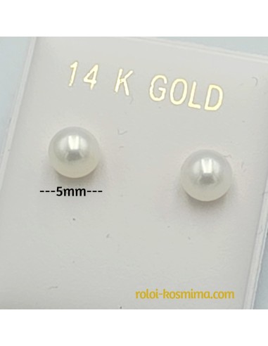 Σκουλαρίκια Χρυσά Κ14 με Μαργαριτάρια 5mm