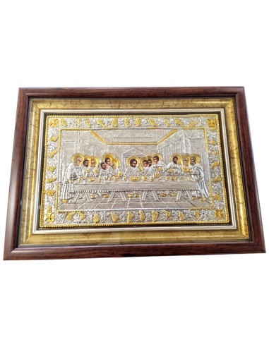 Silver icon 925 Last Supper with glass 37x52cm