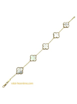 Bracelet gold 9Κ mother of pearl crosses type Van Cleef 2