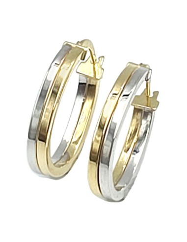 Earrings hoop gold 9K twin color