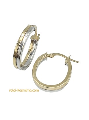 Earrings hoop gold 9K twin color 2