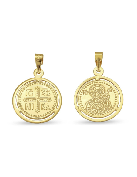 Pendant gold K9 twin side