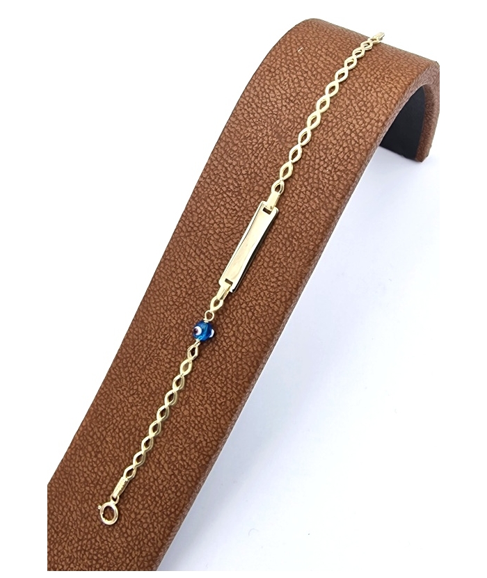 Child name Bracelet Gold Κ9 with murano eye