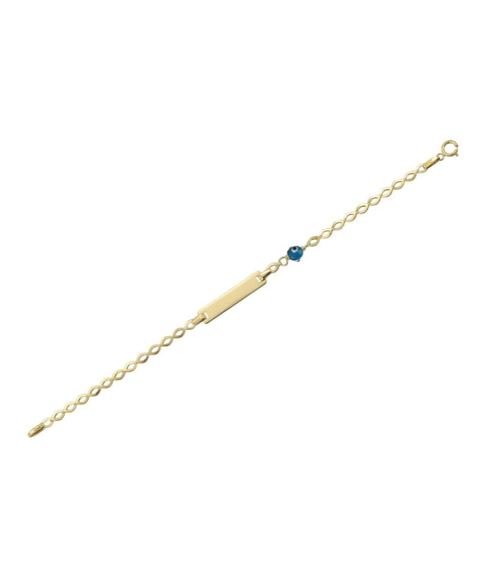 Child name Bracelet Gold Κ9 with murano eye