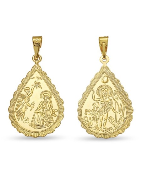 Pendant gold K9 twin sides