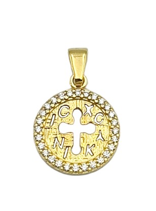 Pendant gold K9 with zircons