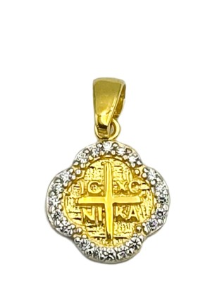 Pendant gold K9 two sides