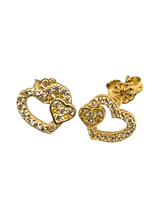 Earrings gold 9K Hearts 2