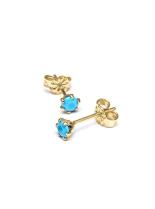 Earrings children Gold K9 cyan zircons