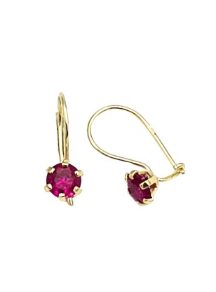 Earrings children Gold K9 red zircons