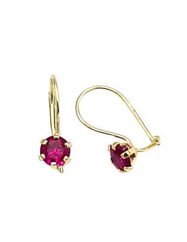 Earrings children Gold K9 red zircons