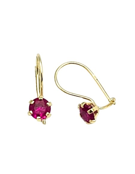 Earrings children Gold K9 red zircons