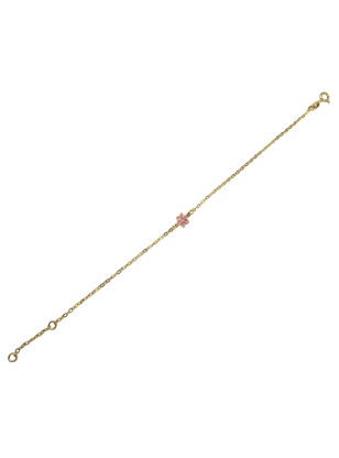 Bracelet Gold Κ9 daisies with pink enamel 2