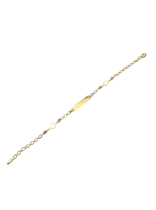 Child name Bracelet Gold 9Κ with hearts 2
