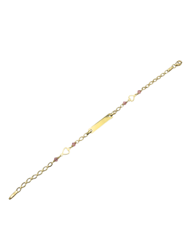 Child name Bracelet Gold 9Κ with hearts