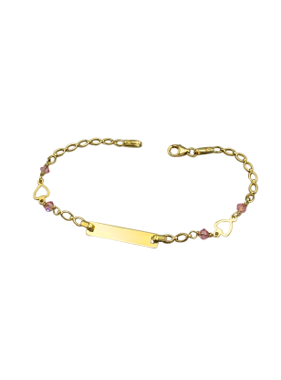 Child name Bracelet Gold 9Κ with hearts