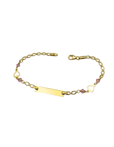 Child name Bracelet Gold 9Κ with hearts