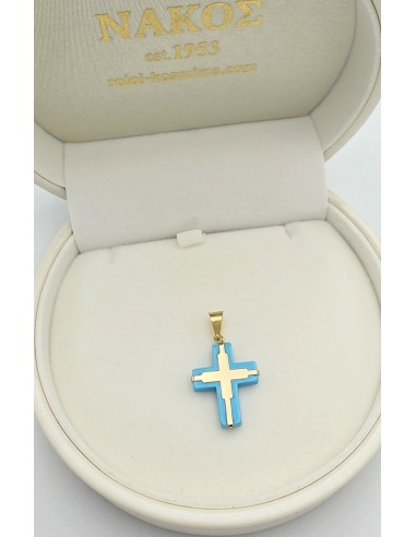 Cross Gold 14K Turquoise 17x30mm