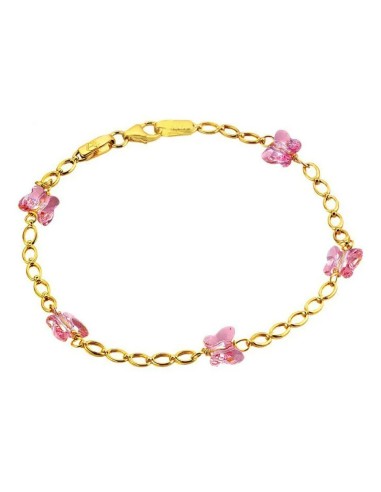 Bracelet Gold K9 with pink butterflies