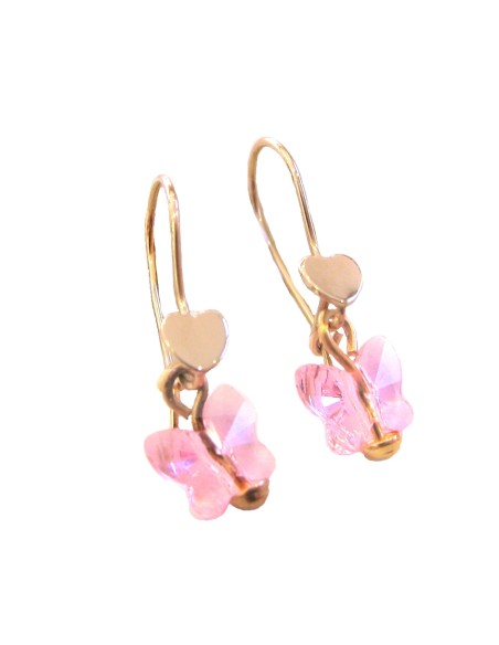 Earrings children Gold 'Pink Butterflies'