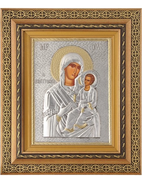 Silver Icon Carved 'Virgin Mary Doctor' 
