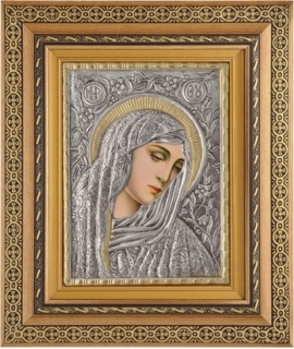 Silver Icon Carved 'Virgin Sad ' 