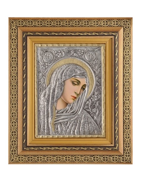 Silver Icon Carved 'Virgin Sad ' 