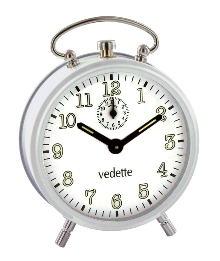 Alarm Clock Vedette Mechanical Vintage Silver