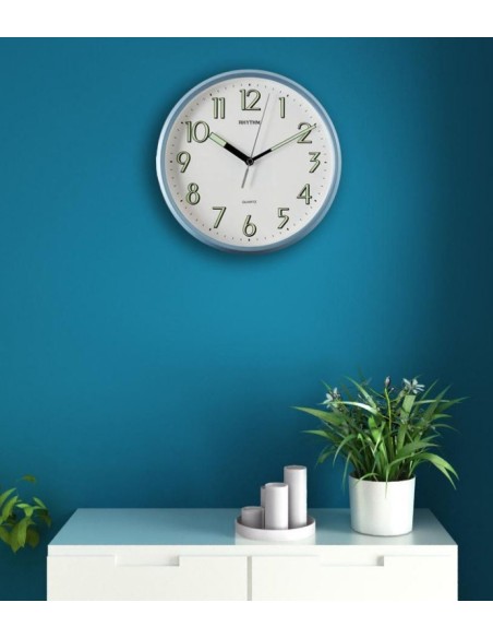 WALL CLOCK RHYTHM METALLIC BLUE