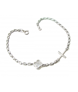 Βραχιόλι Λευκόχρυσο K14 Van Cleef & Σταυρός
