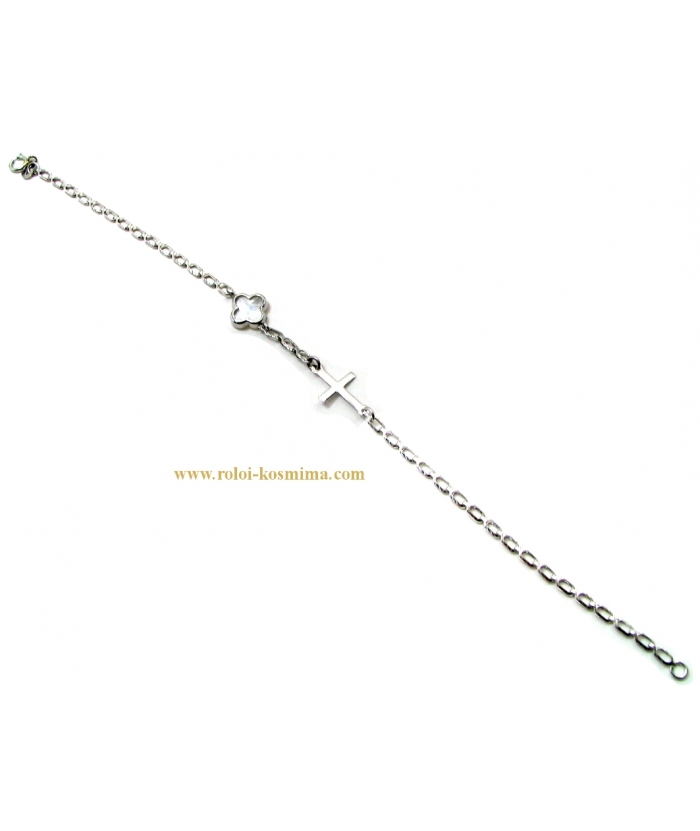 Βραχιόλι Λευκόχρυσο K14 Van Cleef & Σταυρός