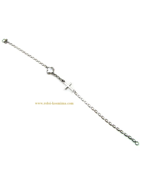 Βραχιόλι Λευκόχρυσο K14 Van Cleef & Σταυρός