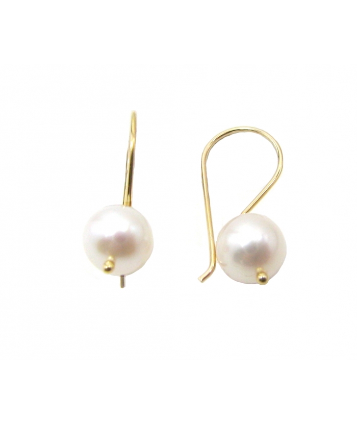 Earrings gold Hoop K14 'Pearl'
